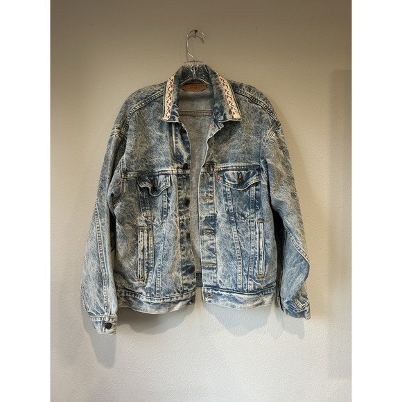Levi's Jackets & Blazers - VTG 80s Levis Trucker Denim Jacket Mens Medium USA 70507-0219 Acid‎ Wash Wash